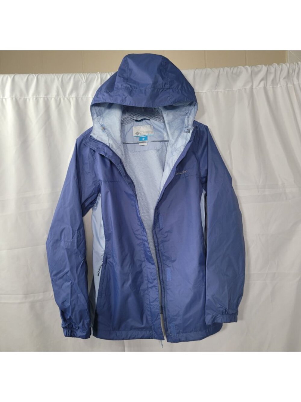 Columbia Women's Blue Lightweight Waterproof Hooded Rain Jacket Size M - Picture 2 of 15